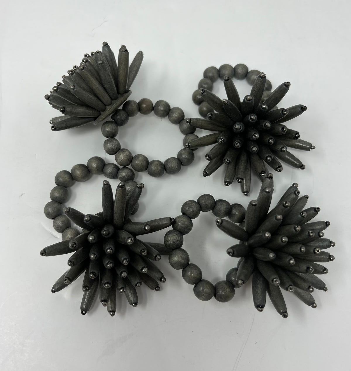 Desert Palm Wood Napkin Ring Set of 4 - Grey