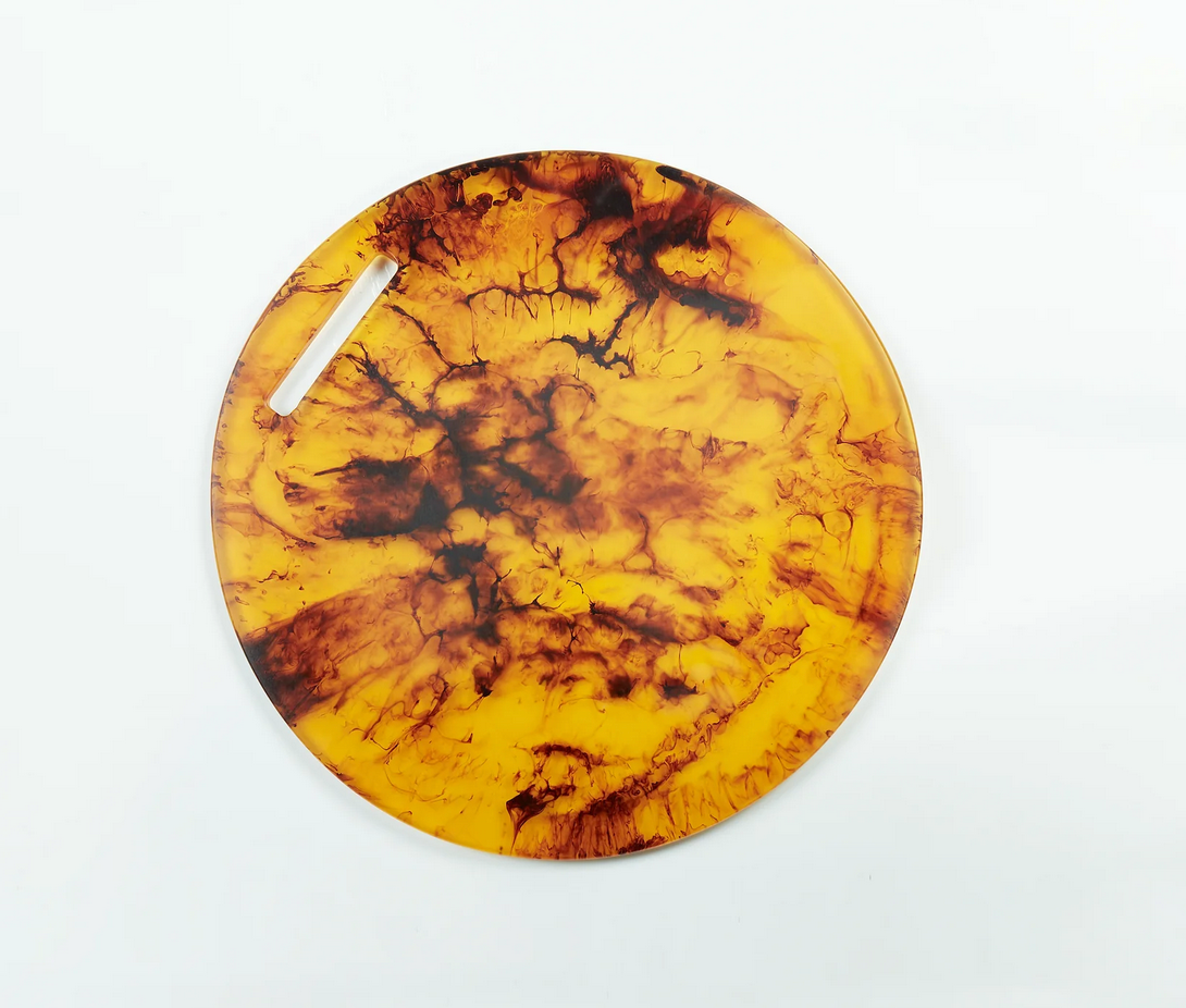 Swirl Colored Resin Round Chopping Board Tortoise