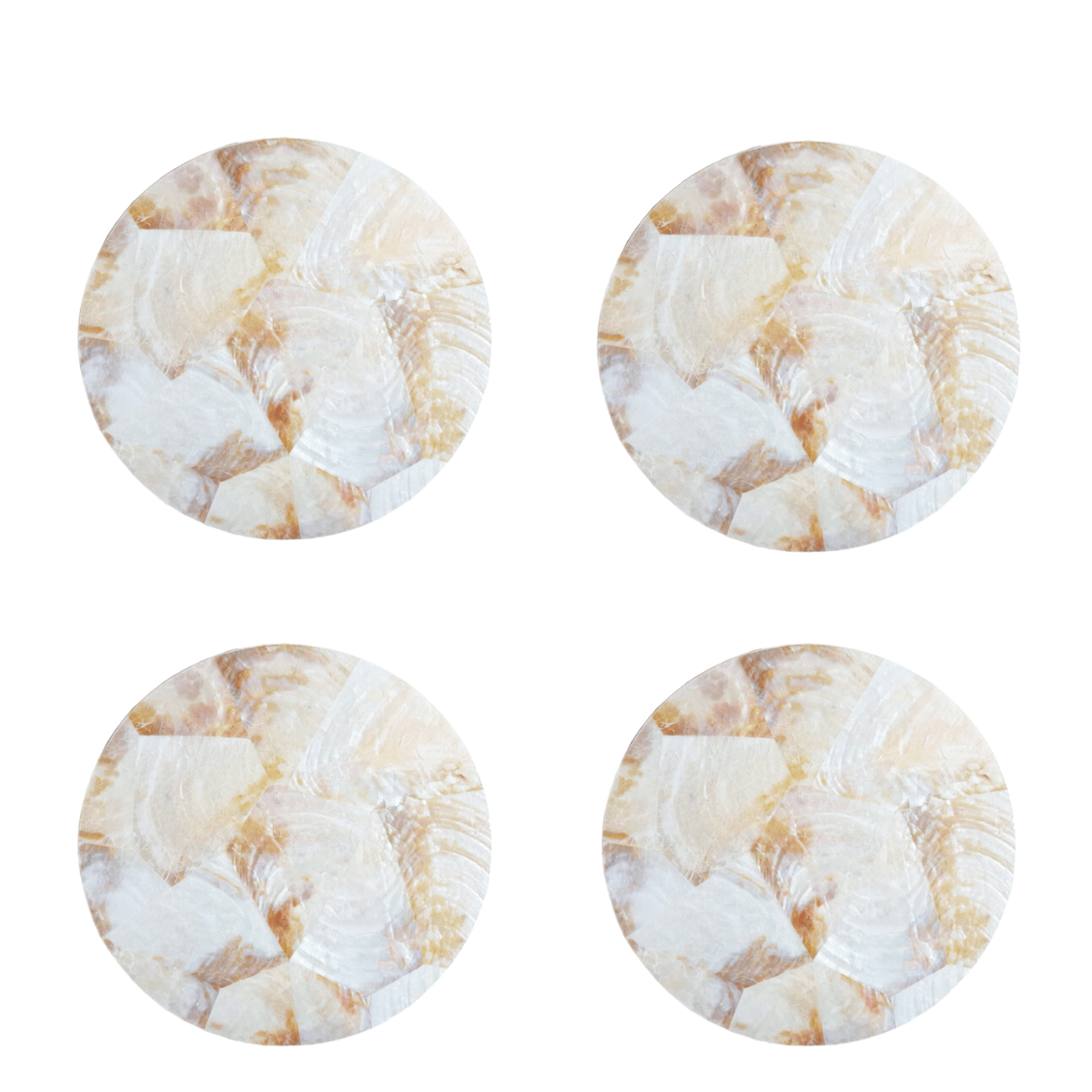 Shell Coasters Set of 4 - White Pearl.