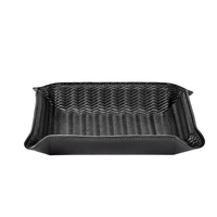 Leather Valet Tray - Black Woven