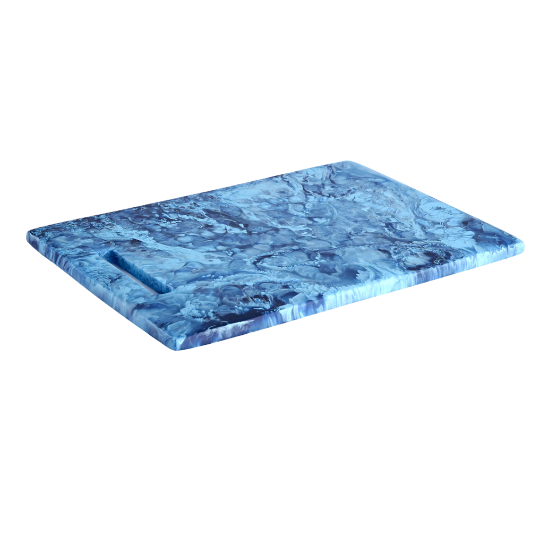 Swirl Colored Resin Chopping Board -blue. 