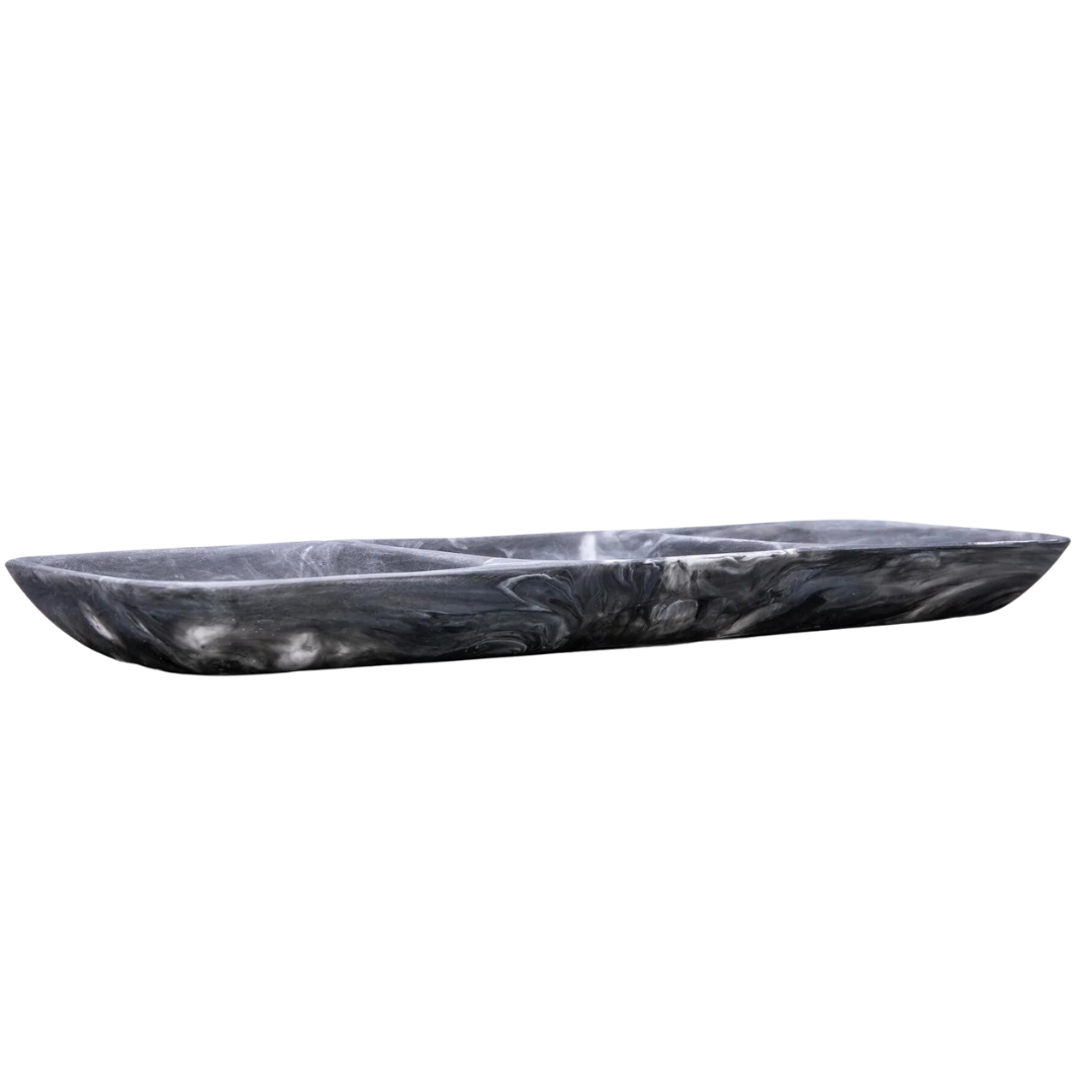 Swirl Classic Resin 3 Section Tray - large, black. 