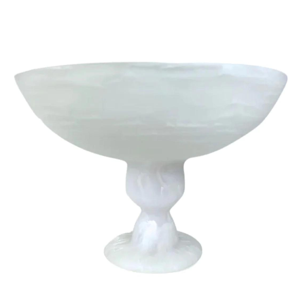 Swirl Resin Classic Footed Bowl - White
