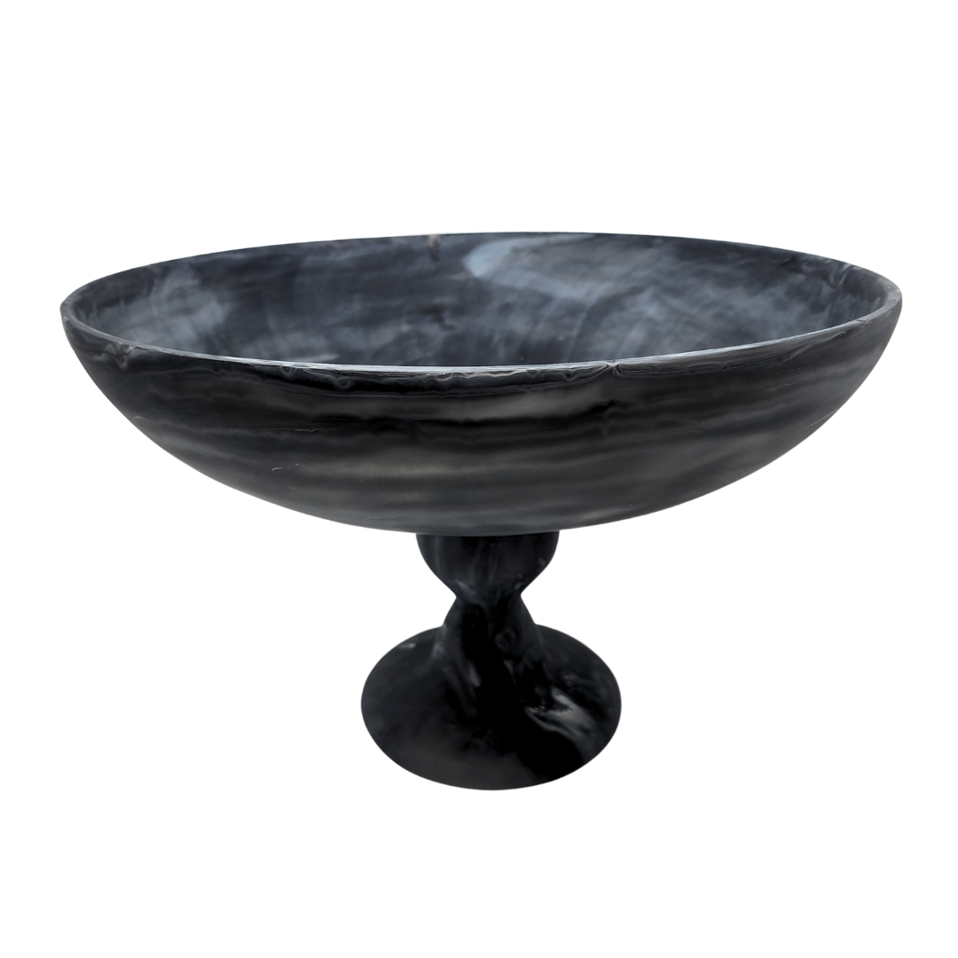 Swirl Resin Footed Bowl - Black