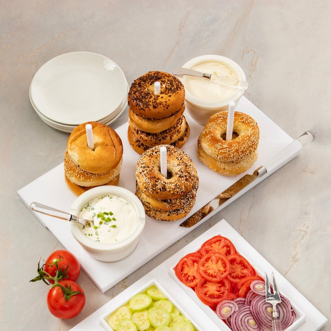 Acrylic Bagels On Board Tray - White