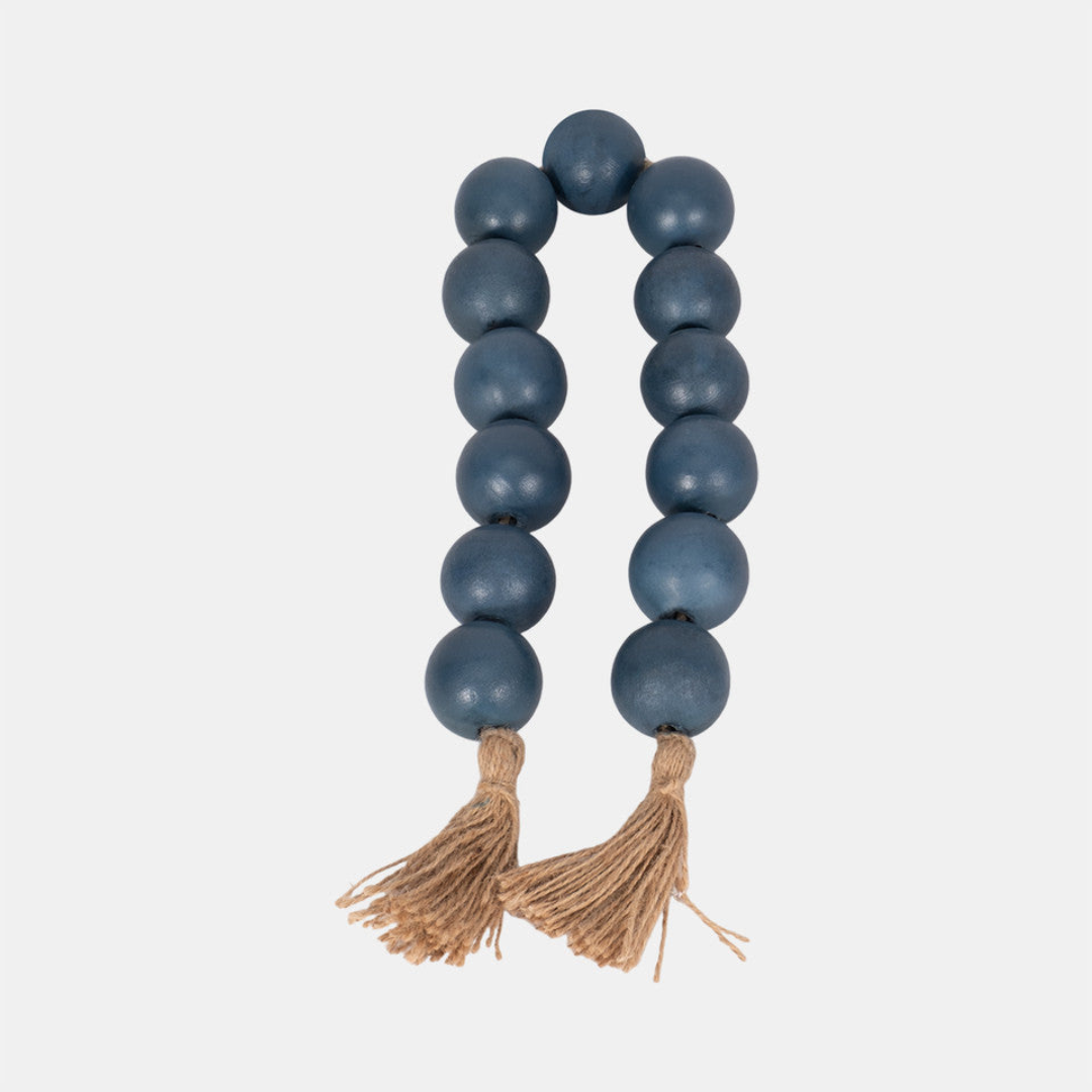 Tassel Beaded Accents in blue. 