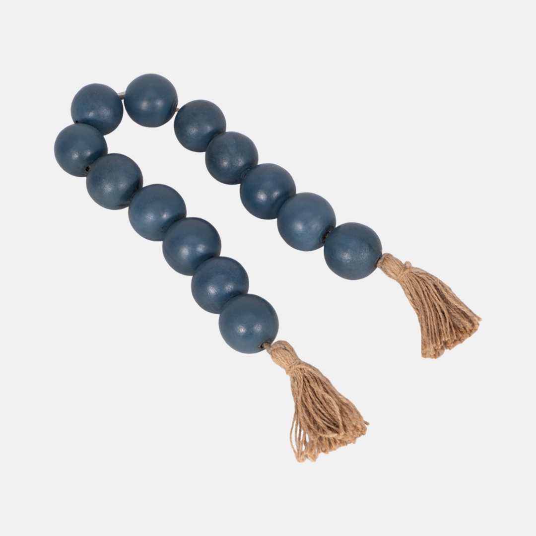 Tassel Beaded Accents in blue. 