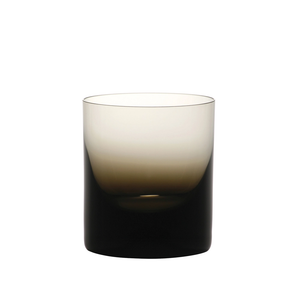 The Moser Whiskey DOF Glass 370 ml is a clear, cylindrical tumbler made from lead-free Czech crystal, featuring a gradient from opaque black at the base to transparent at the rim, shown on a white background.
