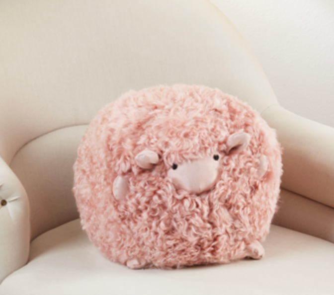 Baby Lamb Round Pillow - Rose 13"D