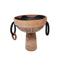 Terracotta Footed Bowl with Rope Handles.