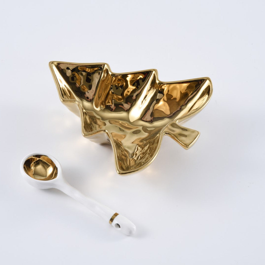Gold Tree Bowl  & Spoon Set