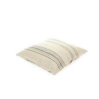 The Libeco Home Moroccan Stripe Pillow features a beige square design with simple black horizontal stripes—ideal as a linen wool pillow sham to enhance your decor.