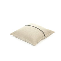 The Libeco Home Moroccan Stripe Pillow features a square, beige linen wool sham with a slim dark stripe—ideal for accenting with a Moroccan blanket coverlet or luxury down insert.