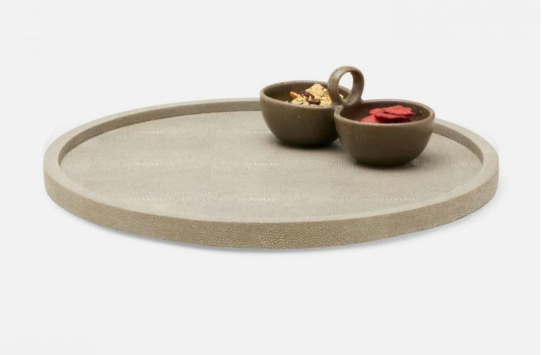 Calvin Faux Shagreen Lazy Susan Sand