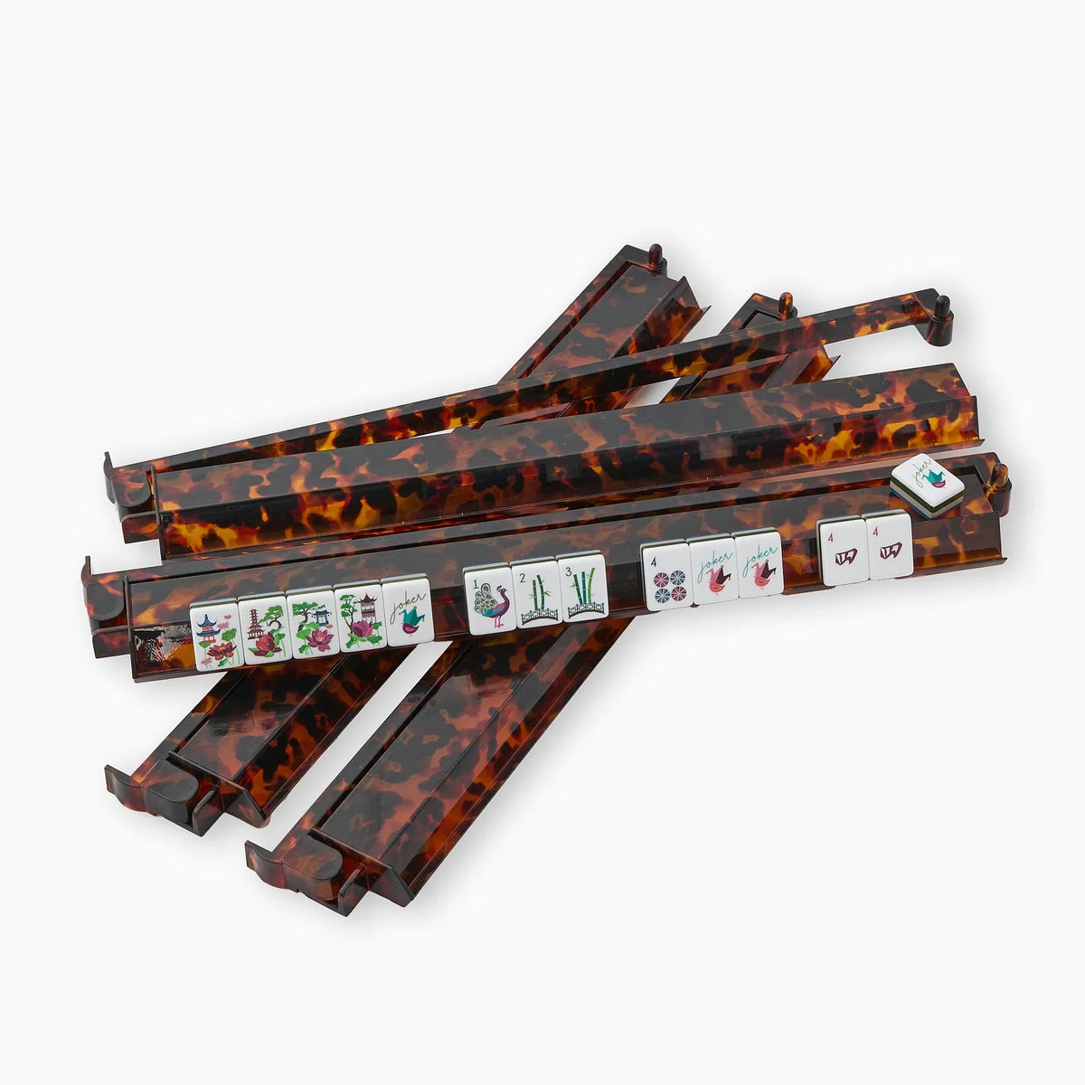 Mahjong Rack & Pusher Set - Tortoise Shell