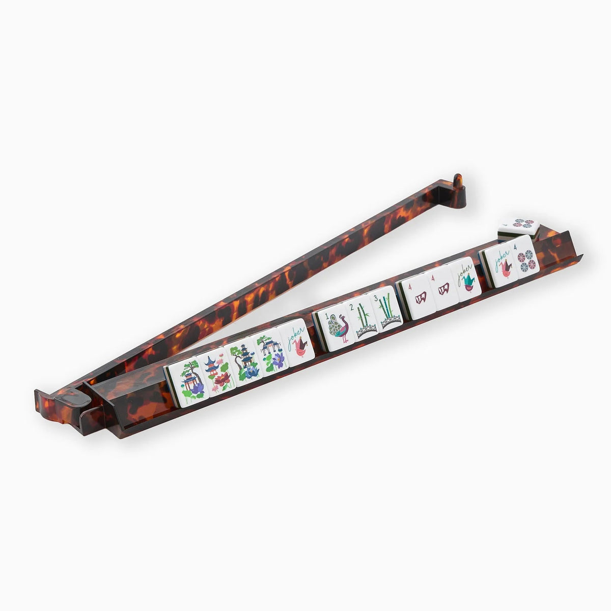 Mahjong Rack & Pusher Set - Tortoise Shell