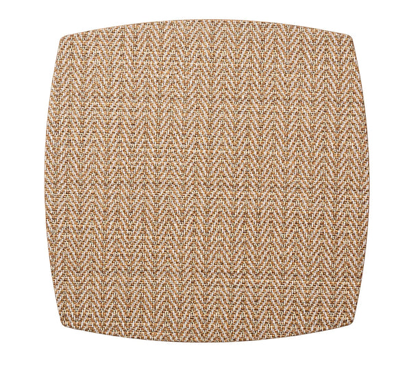 Square Twill Placemat Set of 4 - Brown & White with rounded corners featuring a brown and white herringbone pattern for a modern table setting.