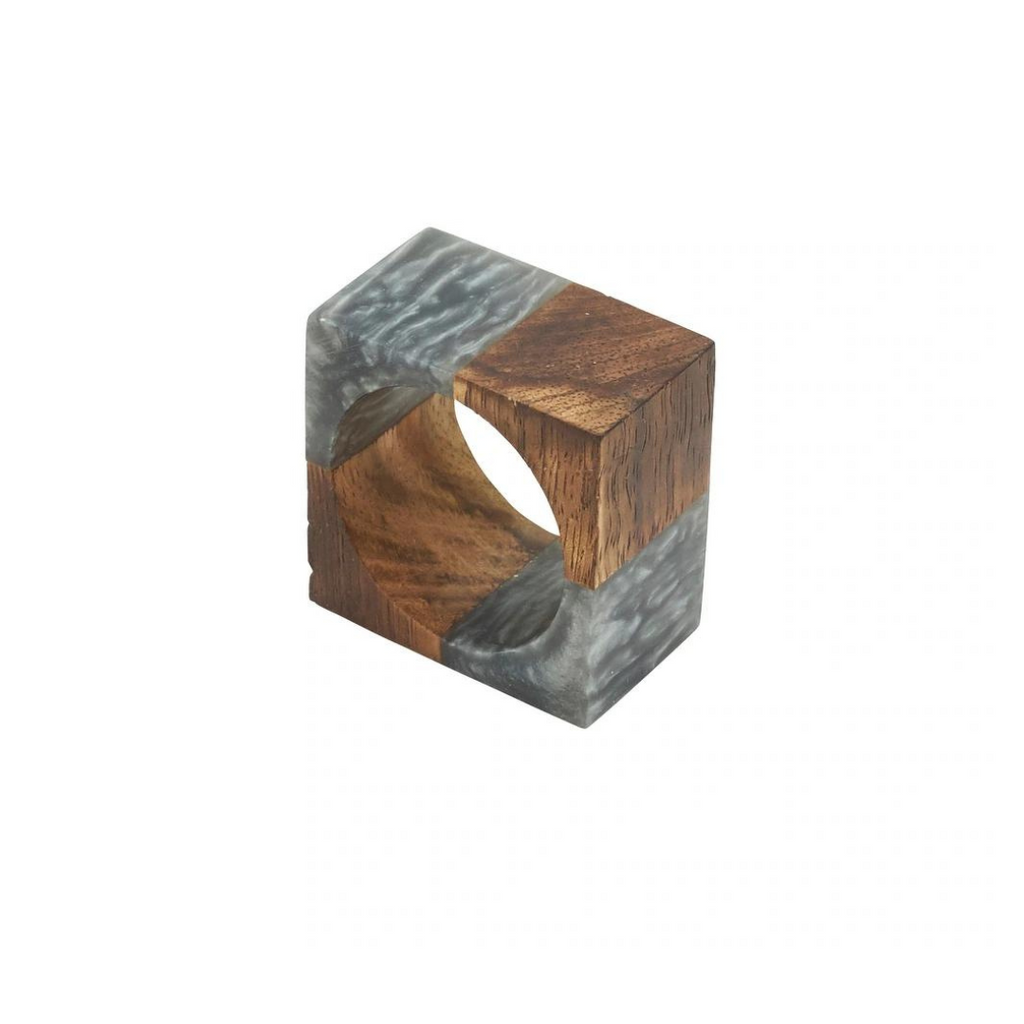 Current Home Two Tone Cube Napkin Ring Grey Set of 4