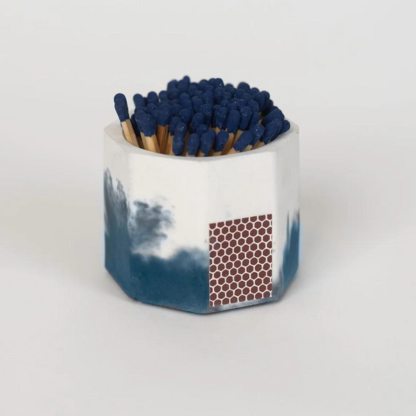 Two-Toned Match Holder with Colored Matches navy. 