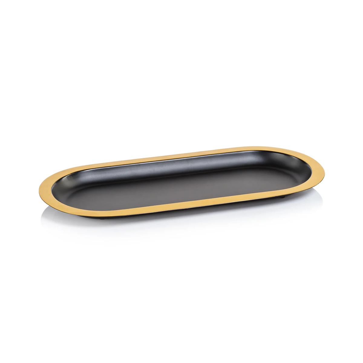 Gold Rimmed Black Oval Tray