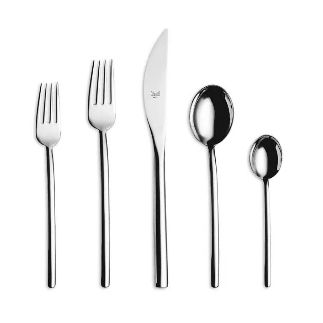 Due Flatware 5 Piece Setting - Mirror Stainless Steel