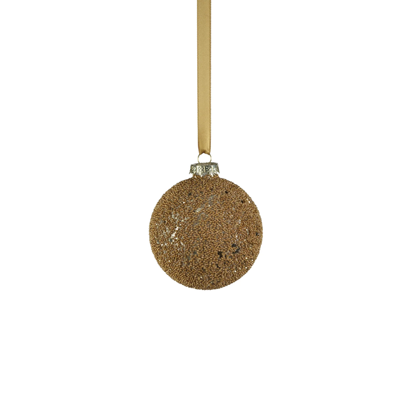 Beaded Ball Gold Ornament