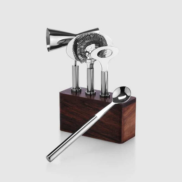 Cosmo Bar 4 pc Set On Wood Base
