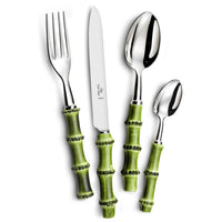 Bamboo Flatware 5 Piece Setting Green Wood - Stainless Steel