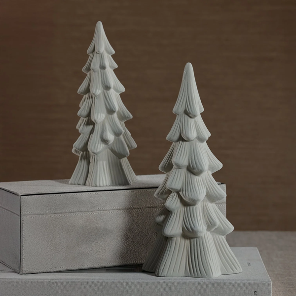 Flocked Grey Matte Trees