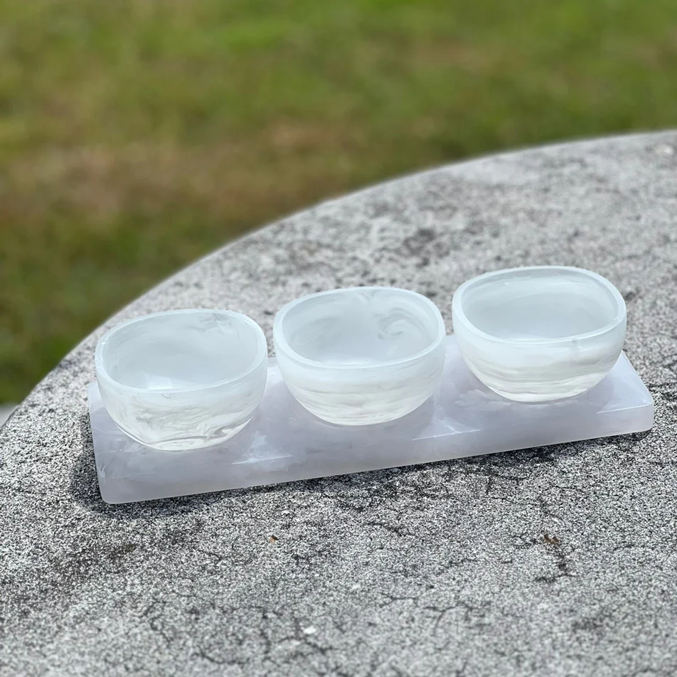 Dawn Resin Swirl 3 Dip Bowl Set - White