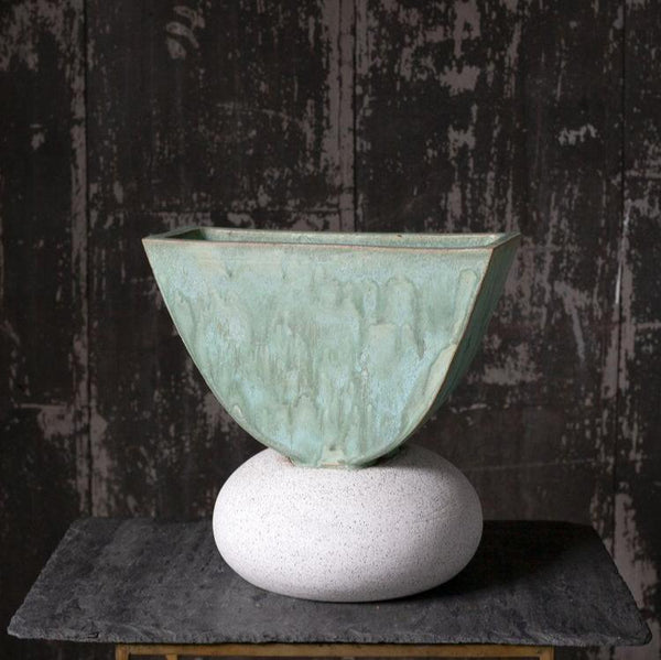 Ash Green & White Vase