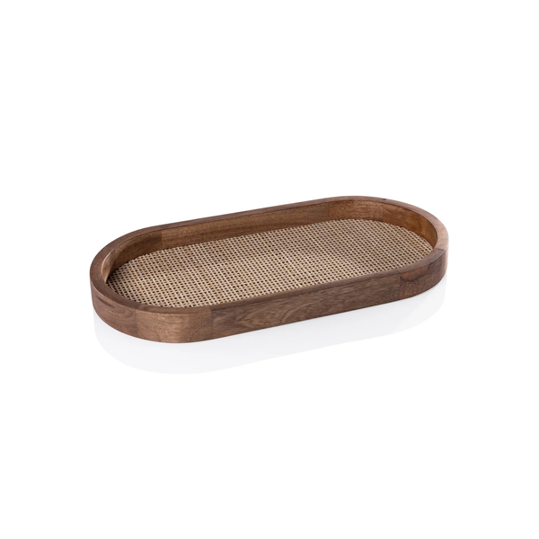 Rattan Inlay Oval Tray -