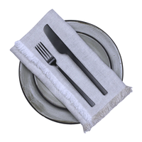 Hogar Frayed Edge Linen Napkin Set of 4 -