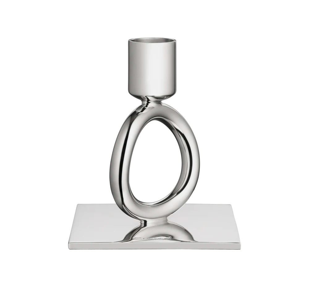 Vertigo Silver Plated Single-Ring Candlestick