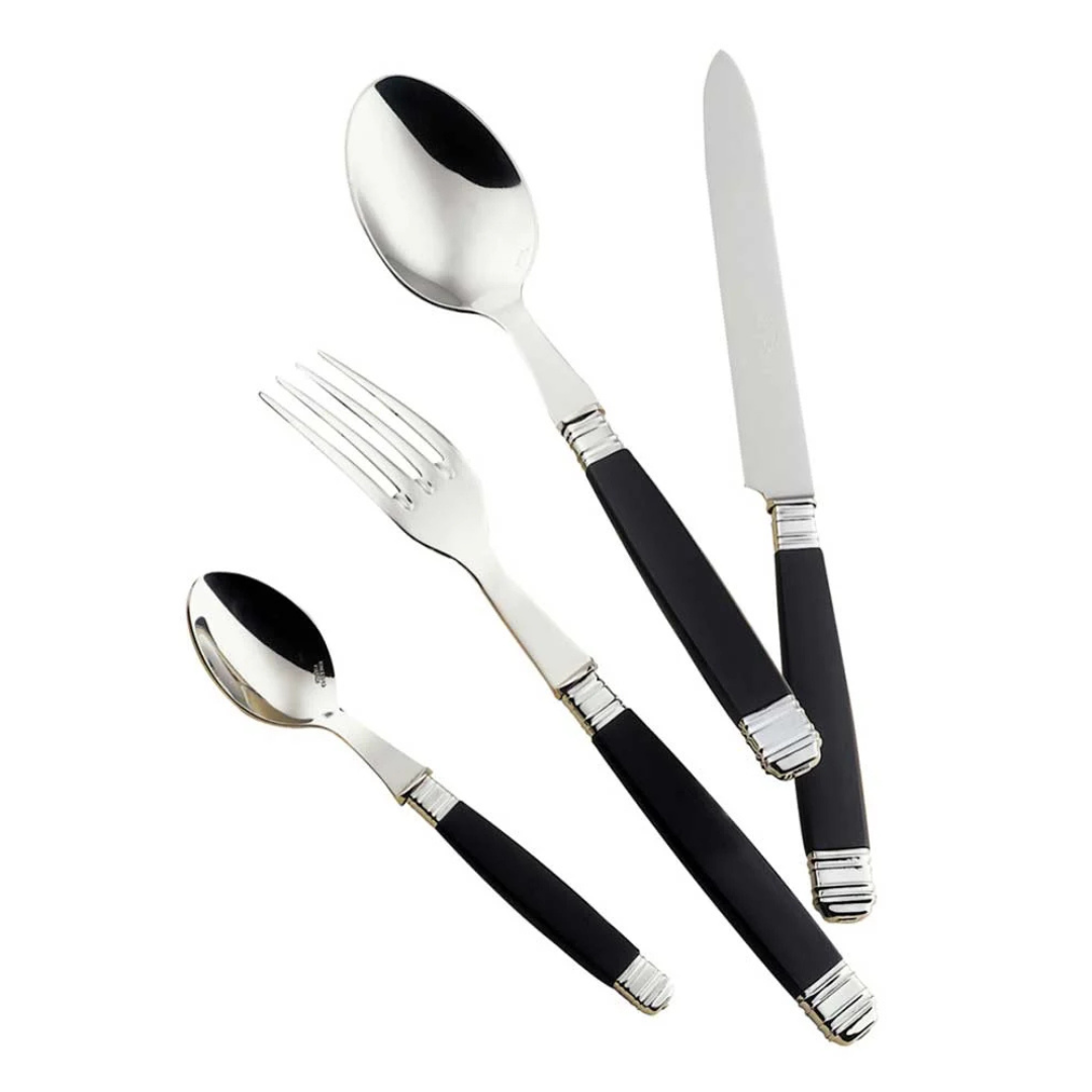 Empire Black Flatware 5 Piece Setting-Stainless Steel