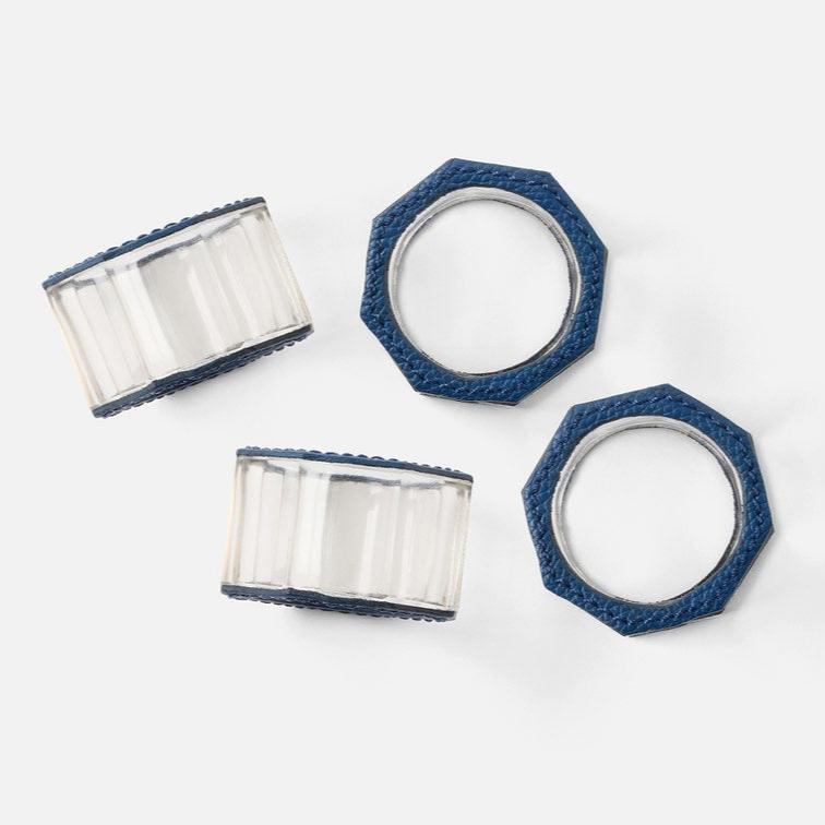 Arthur Navy Napkin Ring Set of 4