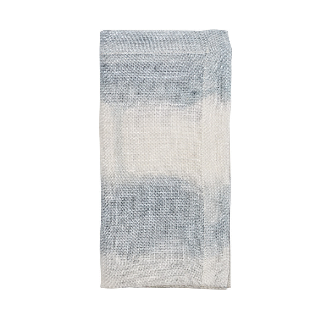 Watercolor Stripe Napkin Set of 4 in blue & grey. 