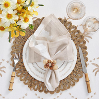 Watercolor Stripe Napkin Set of 4 in natural/white set on a tablescape. 