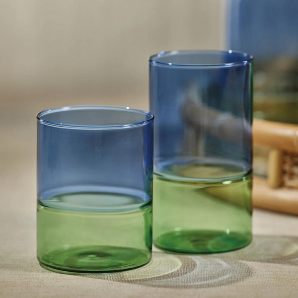 Waterside Two-Toned Glass tumbler and highball glass. 