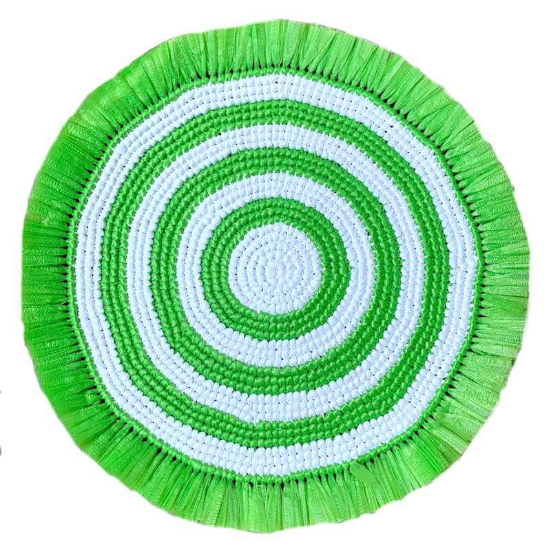 Woven Fringe Placemat Set of 4 -  Lime & White