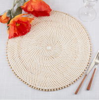 Beaded Edge Round Placemat Set of 4 - Natural
