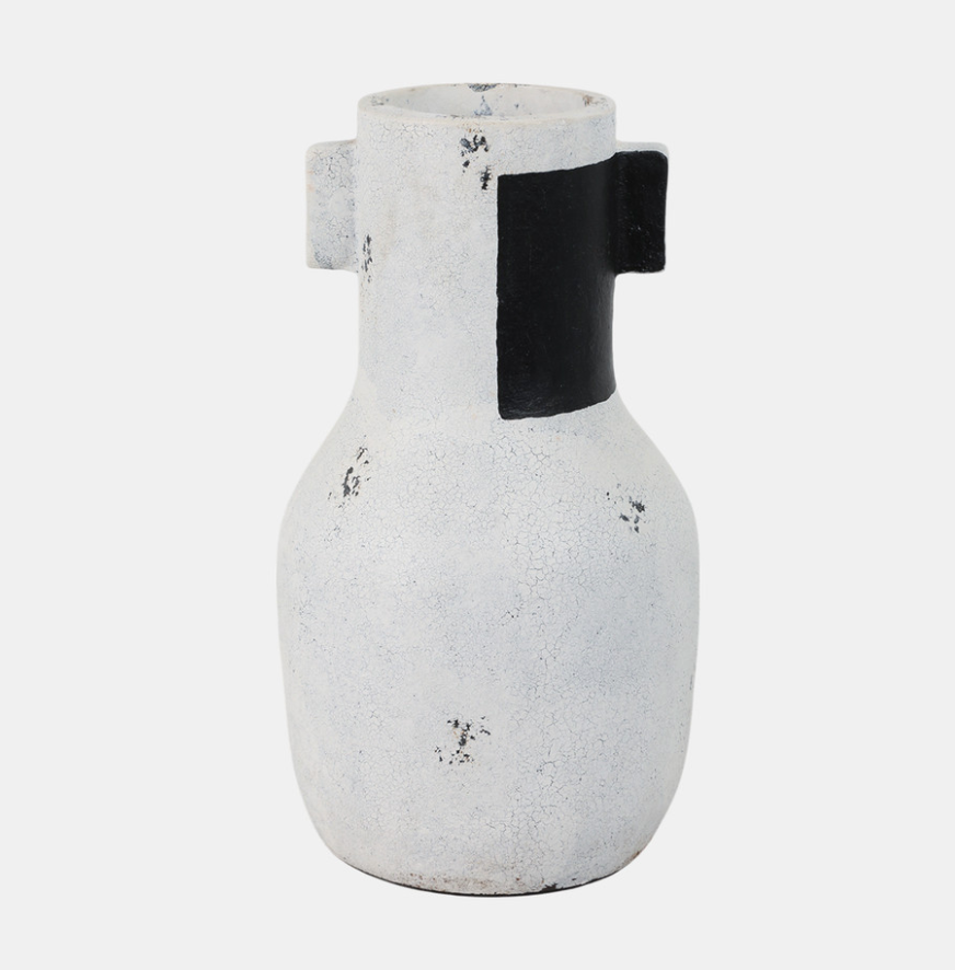 Paxton Vase White & Black 14"