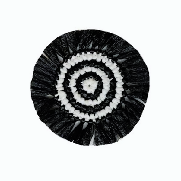 Woven Fringe Coaster Set of 4 - Black & White.