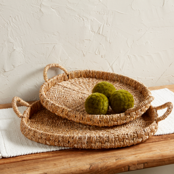 Woven Nested Oval Tray Set - Natural.