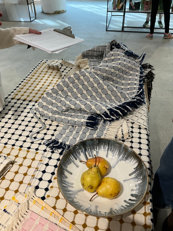 Hopsack Hand Knotted Tablecloth - Ink 53 x 128"