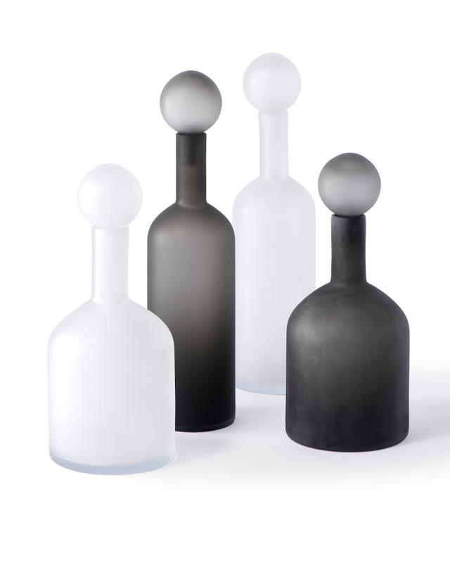 Bubble Bottles Matt Black & White Set of 4