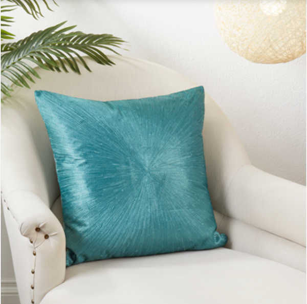 Starburst Shimmer Pillow - Teal 20 x 20