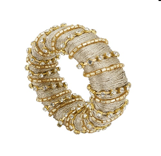 Beaded Gold Napkin Ring Set of 4