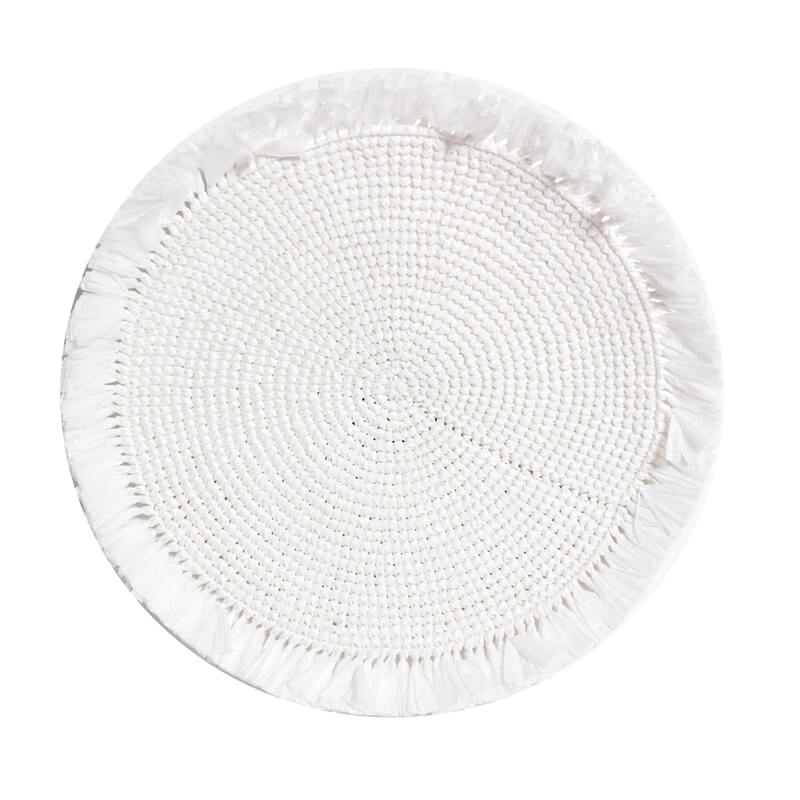 Woven Fringe Placemat Set of 4 -  White