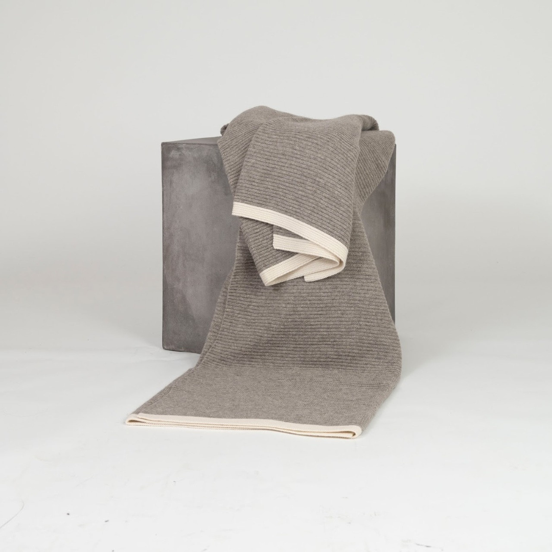 Yak Ribbed Platinum & White Throw
